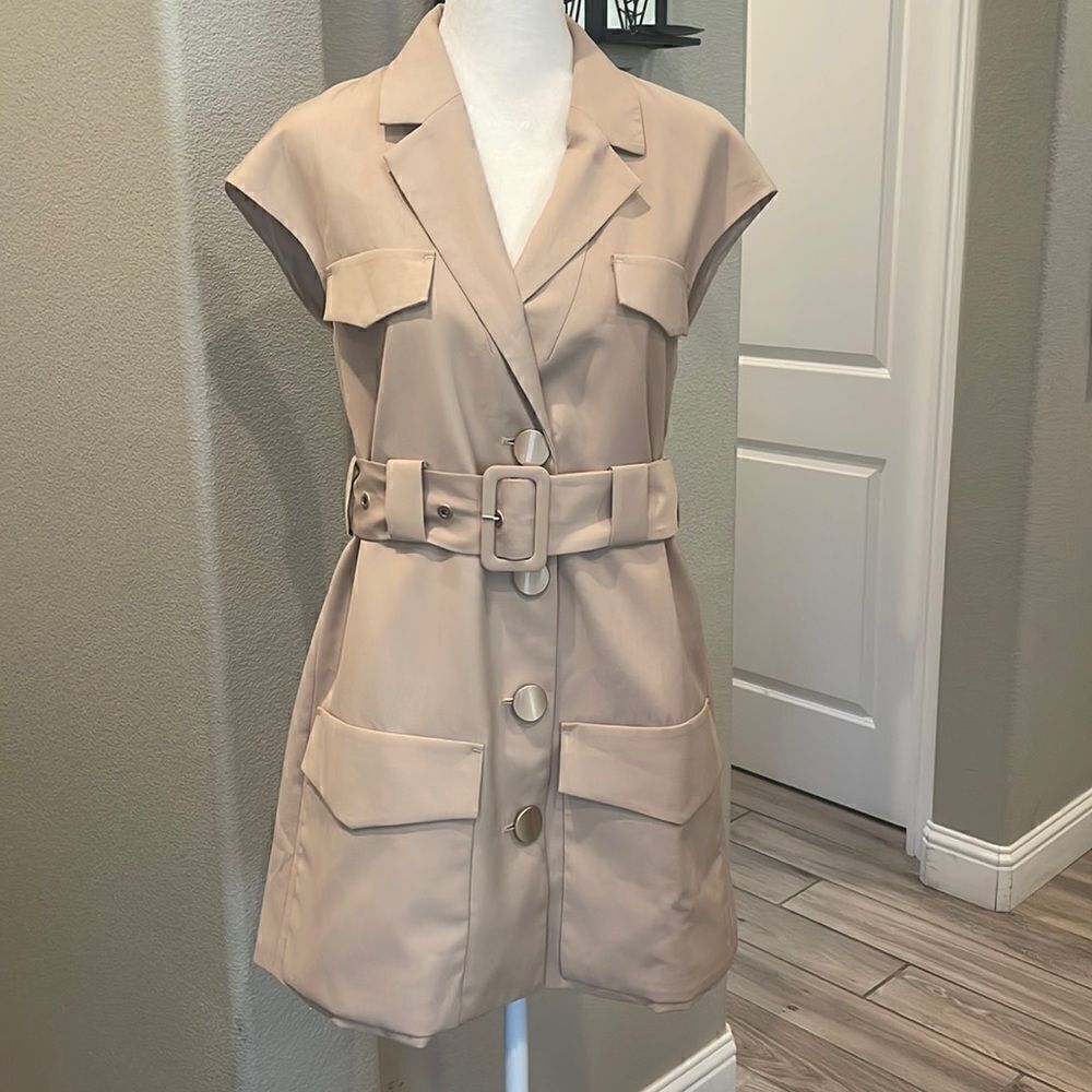 J. Ing Sleeveless Trench Coat Style Dress Size XS